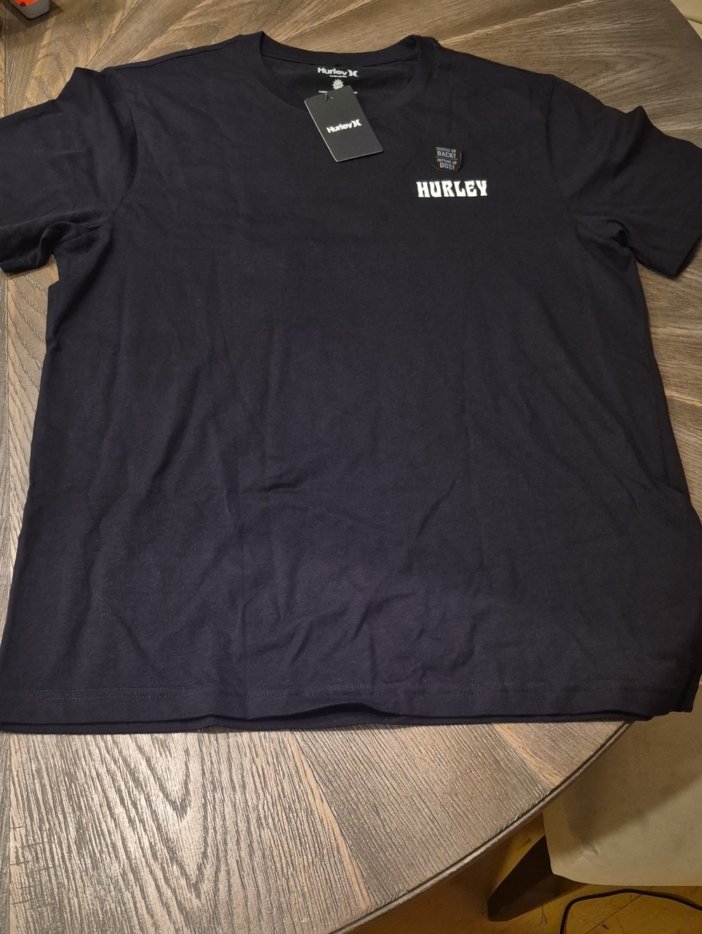 Hurley Black Short Sleeve Crew with White Chest Logo